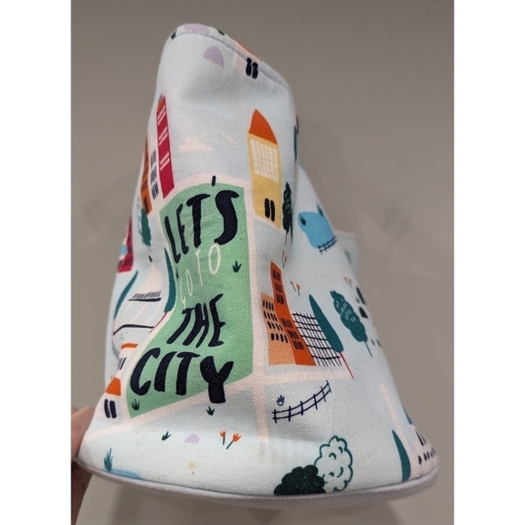 Anthropologie x Lemon Ribbon City Scene Buildings Cotton Room Basket Tote - Picture 6 of 9